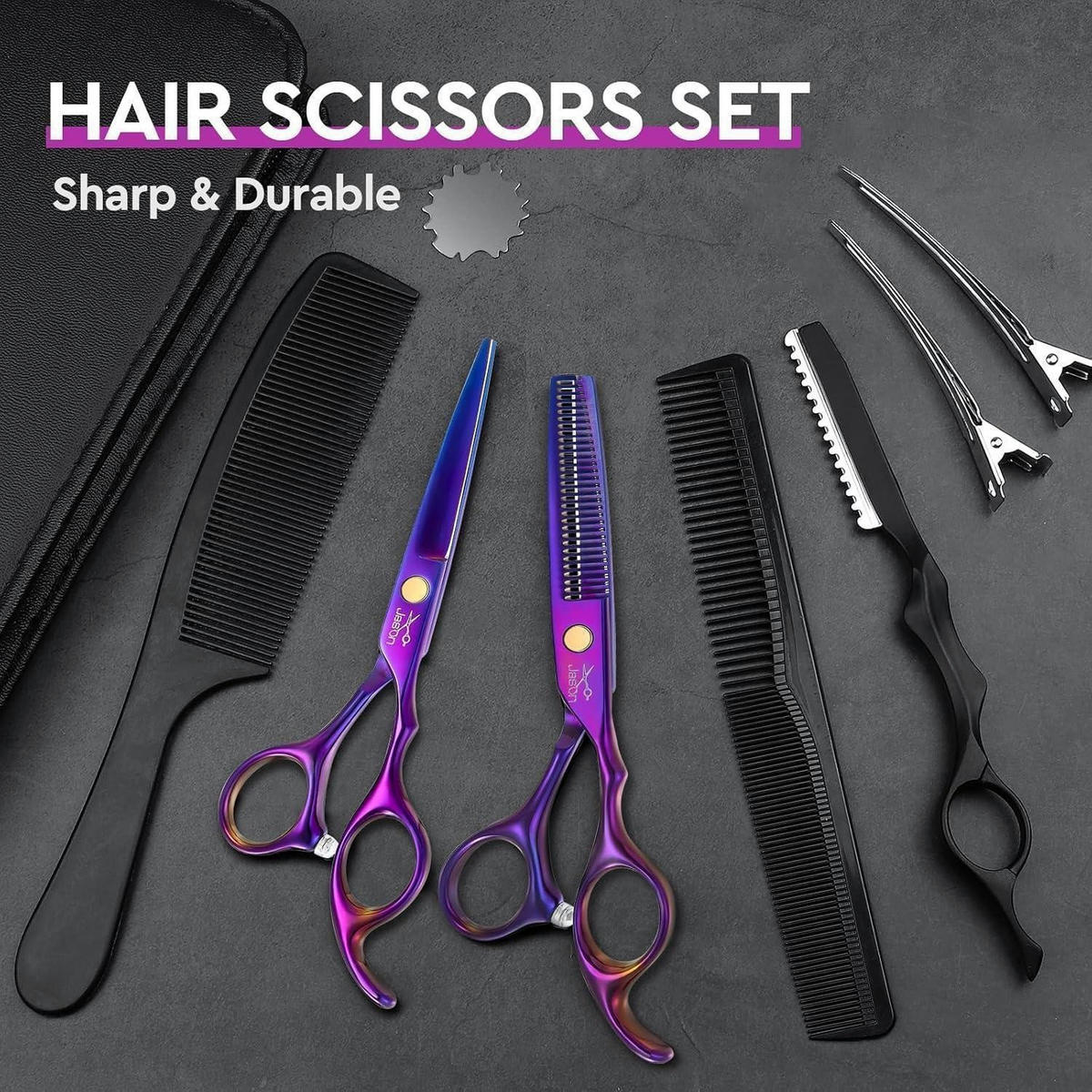 FRISEURSCHEREN Set 10-teilig Lila - Lila, Metall (7/1/17cm)