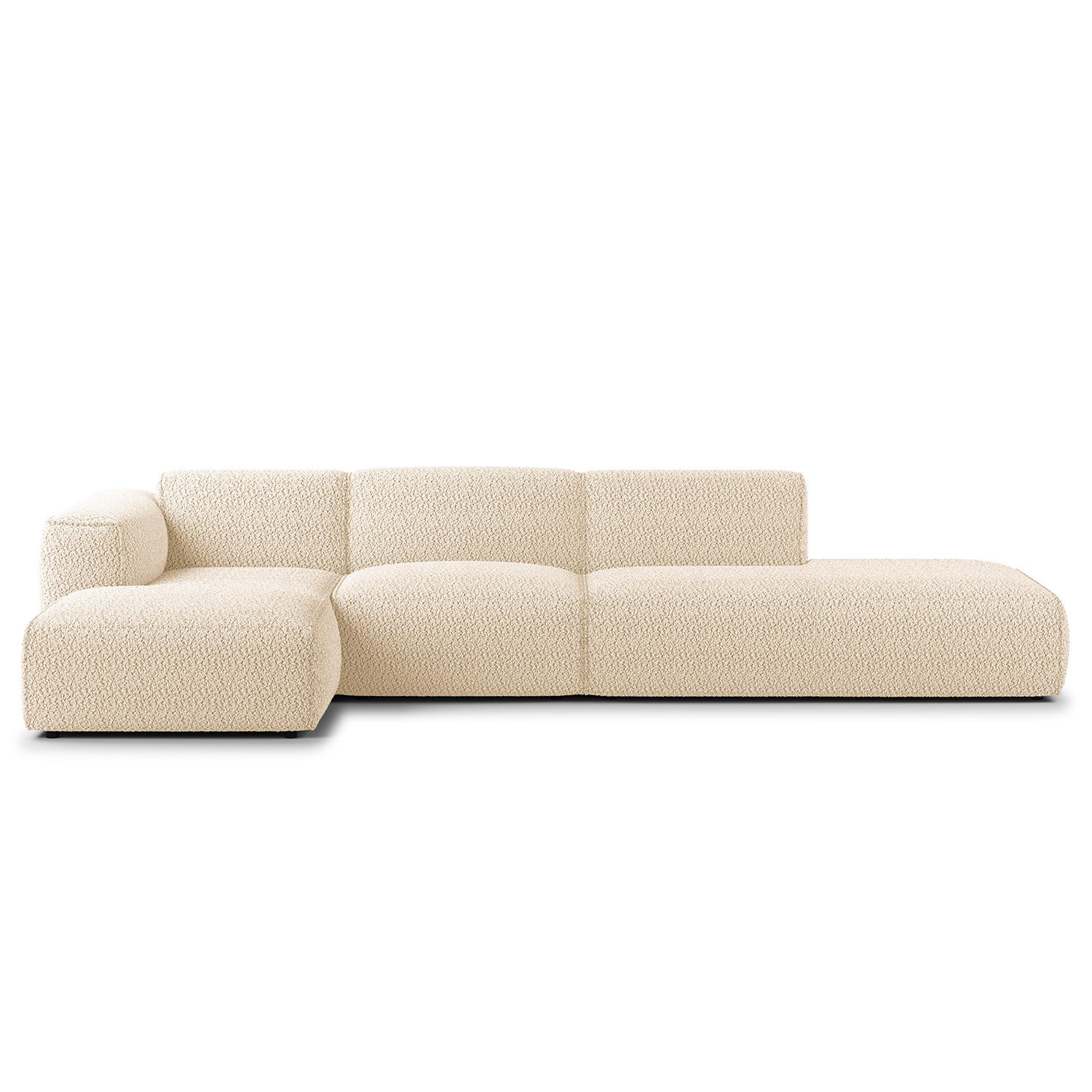 ECKSOFA mit Chaiselongue - Beige/Schwarz, Textil (290/173cm) - home24
