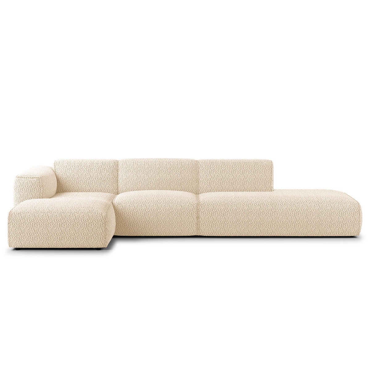 ECKSOFA mit Chaiselongue - Beige/Schwarz, Textil (290/173cm) - home24