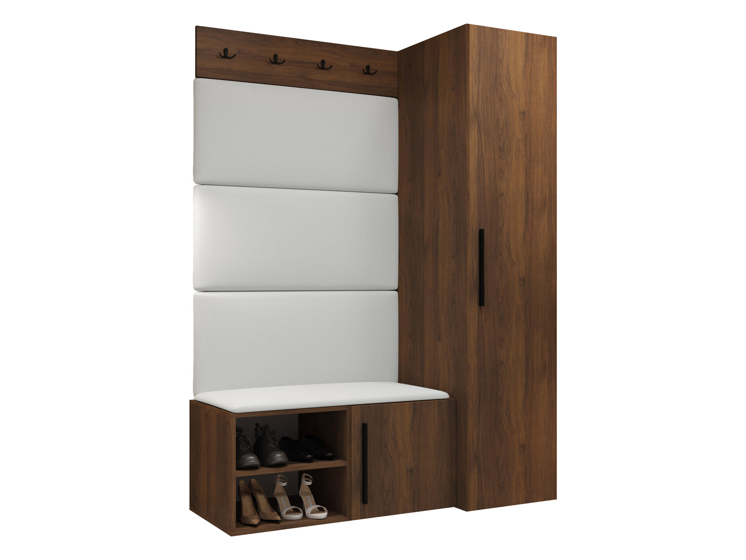 GARDEROBEN-SET Medi II - Nussbaumfarben/Schwarz, Holzwerkstoff/Kunststoff (40/191/50cm) - MIRJAN24