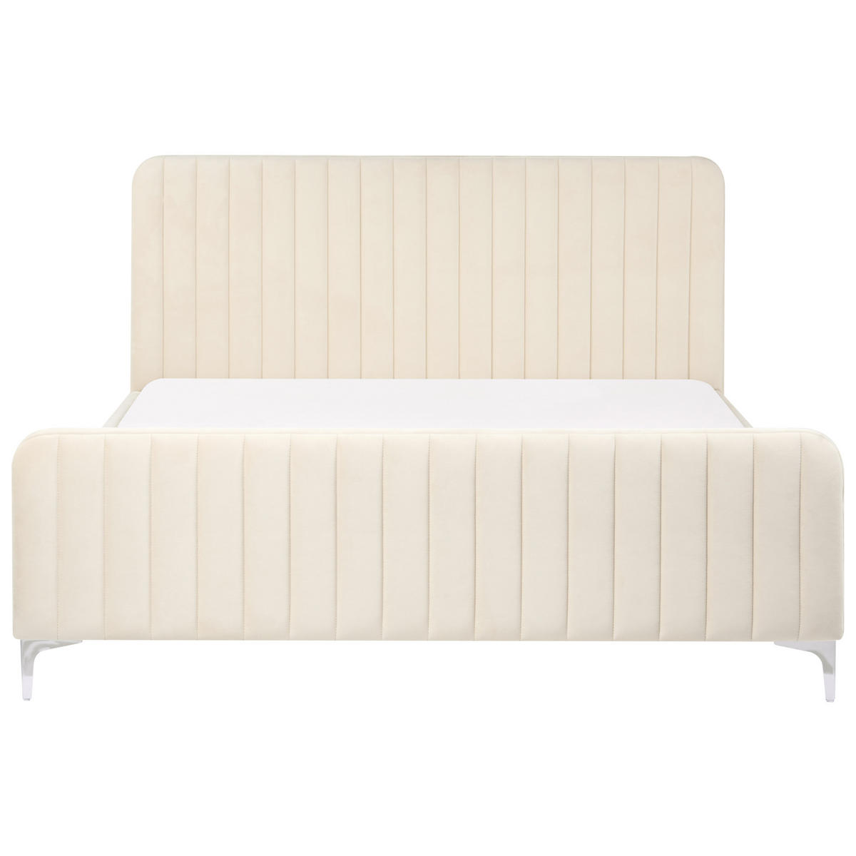 BETT mit Lattenrost 160/200 cm Samtstoff Hellbeige Lunan - Beige, Textil (160/200cm) - Beliani