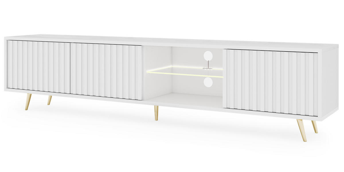 TV-SCHRANK Bello Weiß Gold 175 cm - Weiß, Holzwerkstoff (175/43.5/31.3cm) - Selsey
