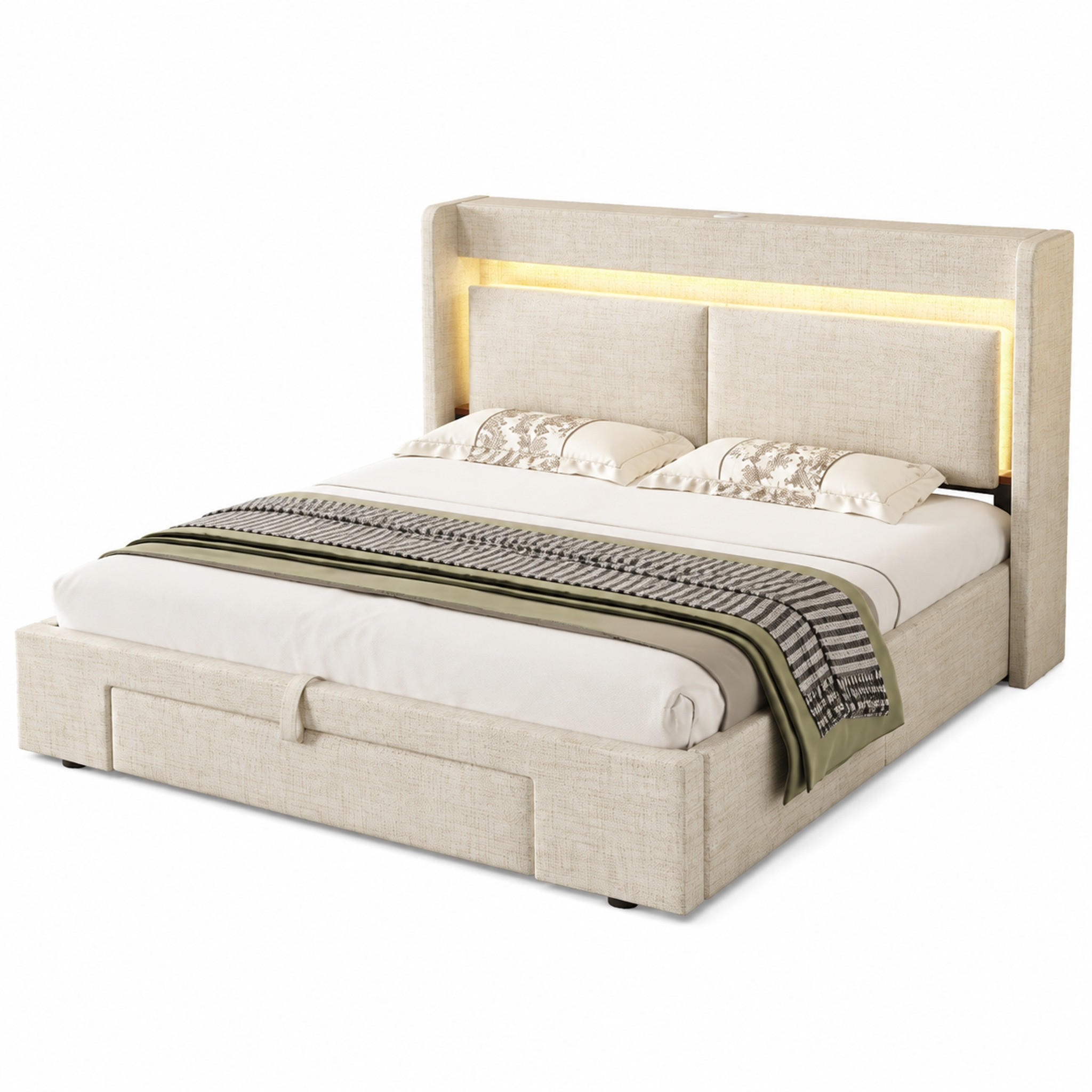 Beauniv Polsterbett Beige 160x200 cm