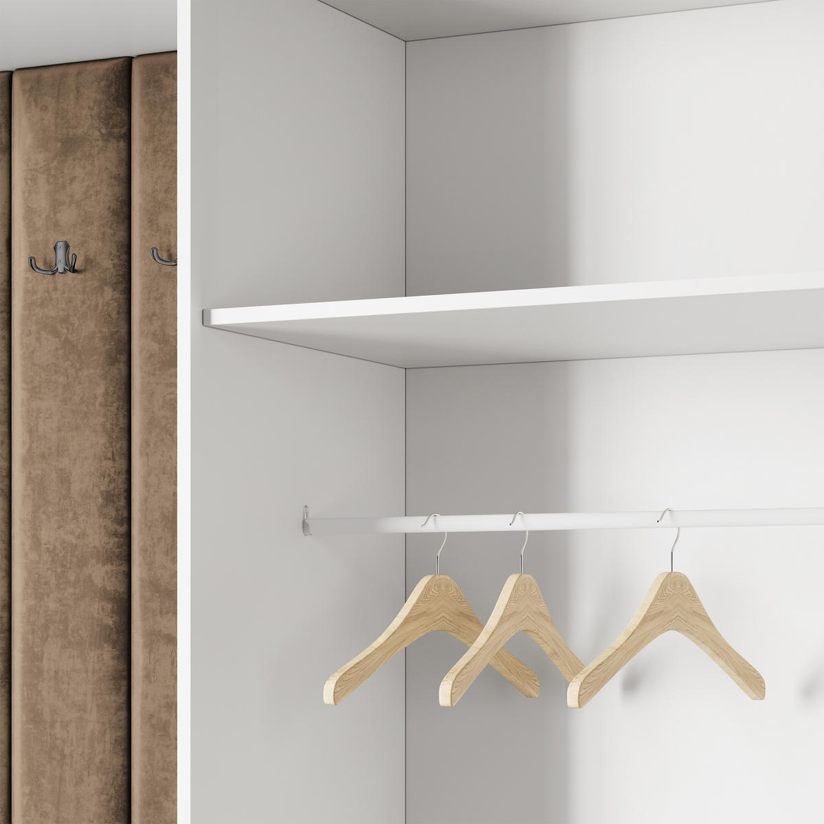 GARDEROBENSCHRANK REMA 200/240/60 cm Modern Garderobe-Set Kaschmir - Kaschmir/Beige, Holzwerkstoff (200/240/60cm) - MASSENO