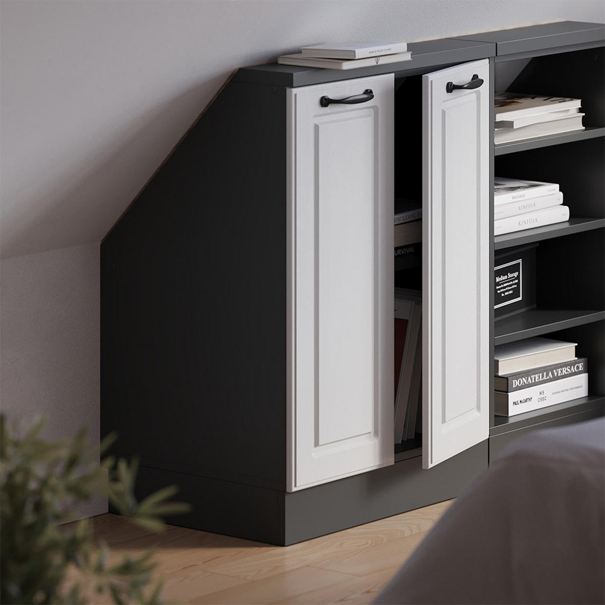 DACHSCHRÄGENSCHRANK Rion Weiß Landhaus mit 2 Türen - Weiß, Holzwerkstoff (60/81.6/46cm) - Vicco