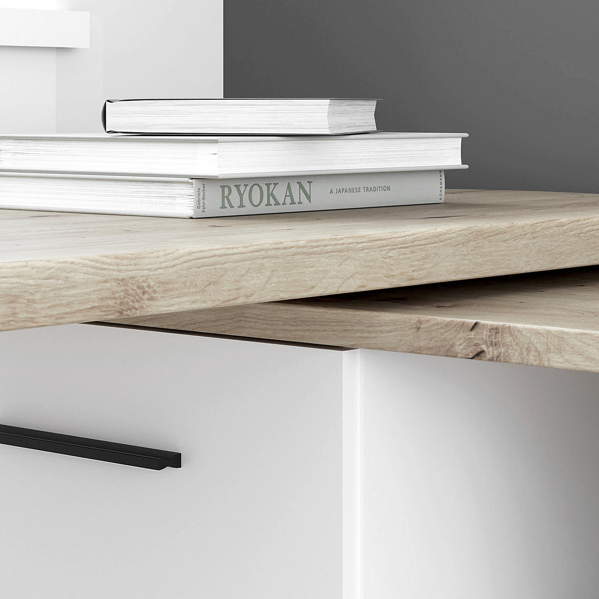 ECKSCHREIBTISCH - Weiß / Eiche Sonoma Dekor - Eichefarben/Weiß, Holzwerkstoff (50/144/74cm) - home24