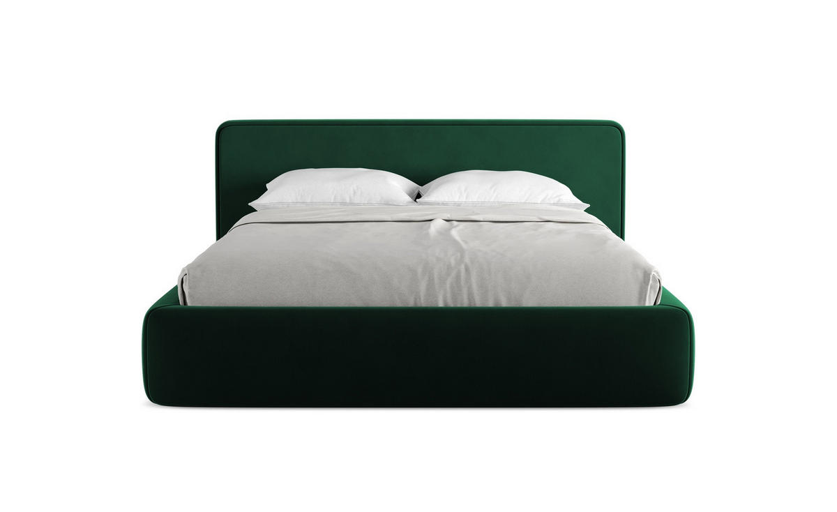 POLSTERBETT mit Bettkasten und Lattenrost 200x225 Grün - Dunkelgrün/Schwarz, Kunststoff/Textil (160/200cm) - Makamii