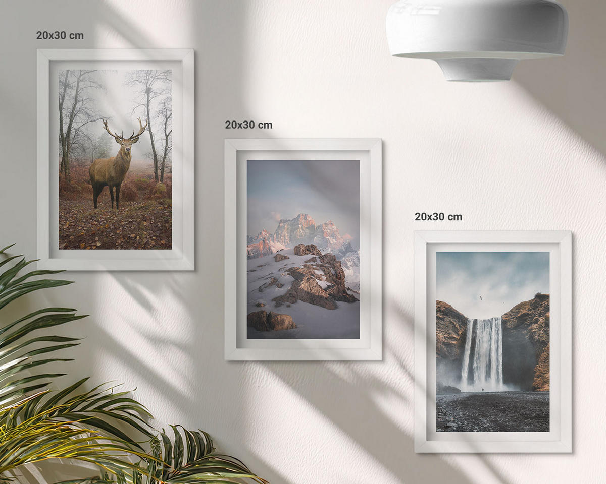 WANDBILDER 3er-Set - 20x30 cm Weißer Rahmen - Wilde Berglandschaften - Weiß, Kunststoff (20/30cm) - ArtPrintCave