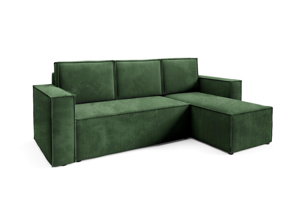 ECKSOFA Roda Grün, Cord-Ecksofa mit Schlaffunktion - Grün, Holzwerkstoff/Textil (248/150cm) - Bettso