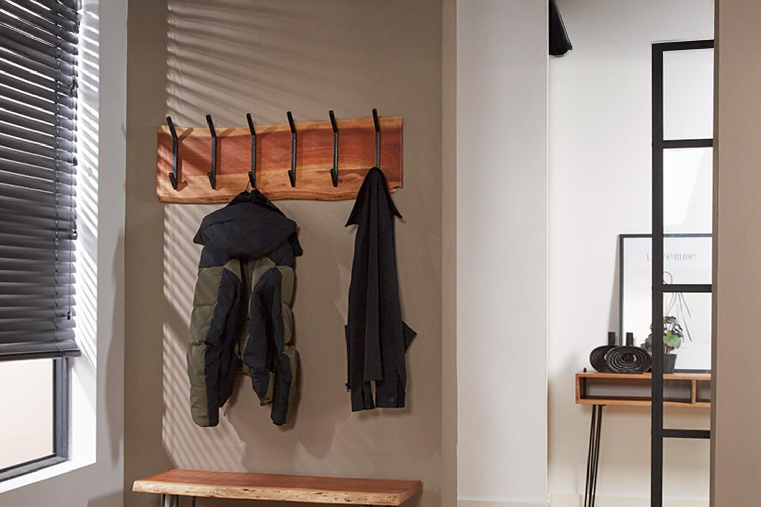 GARDEROBE NEREA Braun Akazie - Braun, Metall (100/30/12cm) - KAWOLA