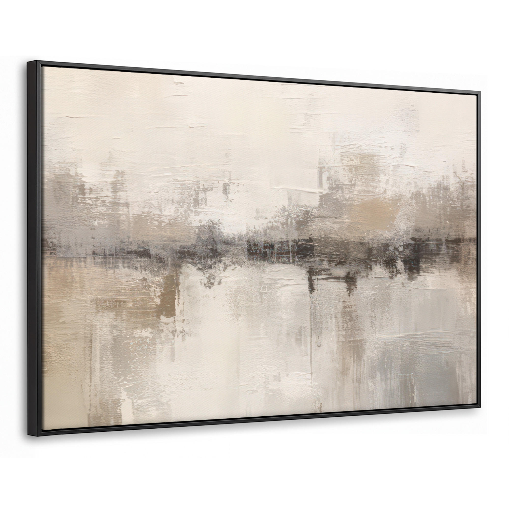 LEINWAND Bilder mit Rahmen - Moderne Kunst - Abstrakt - Beige - 150x100 - Beige, Textil (150/100cm) - MuchoWow