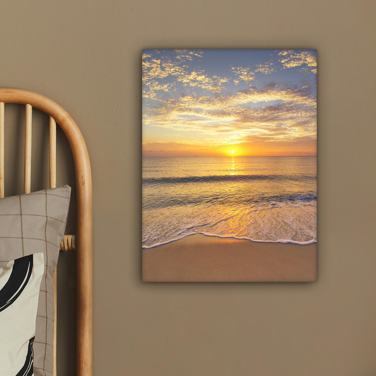 LEINWANDBILD Strand - Sonnenuntergang - Meer 30x40 cm - Gelb, Textil (30/40cm) - MuchoWow