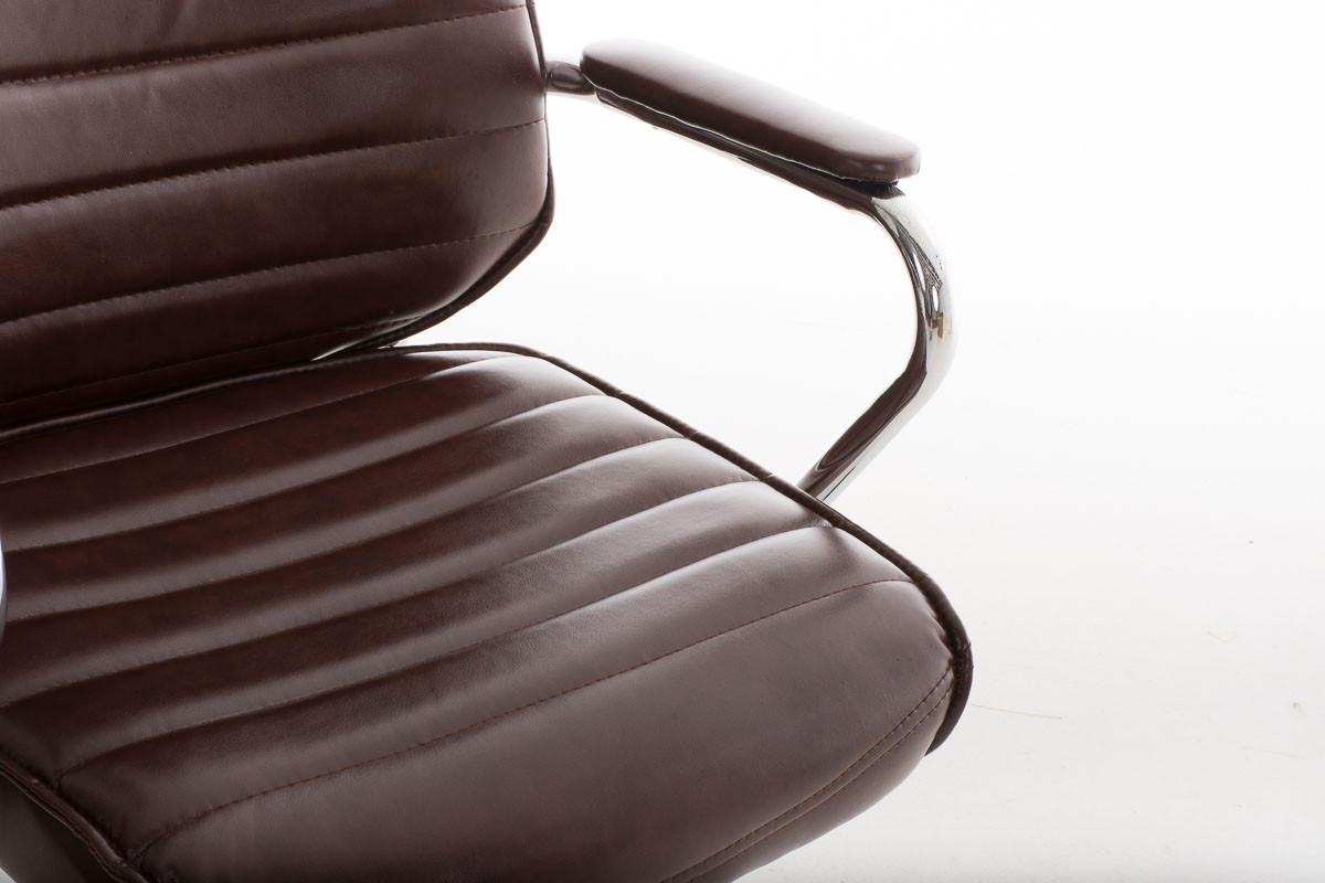 BÜROSTUHL Ergonomisch FUGOR Schreibtischstuhl mit Rollen | Bordeauxrot - Bordeaux, Leder/Metall (67/117/60cm) - DELUKE