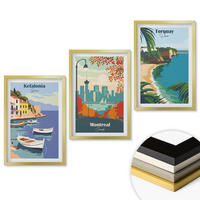 WANDBILDER 3er Set - 40x60 cm Goldrahmen - Stadtansichten aus Griechenland, Kanada und Australien - Goldfarben, Kunststoff (40/60cm) - ArtPrintCave