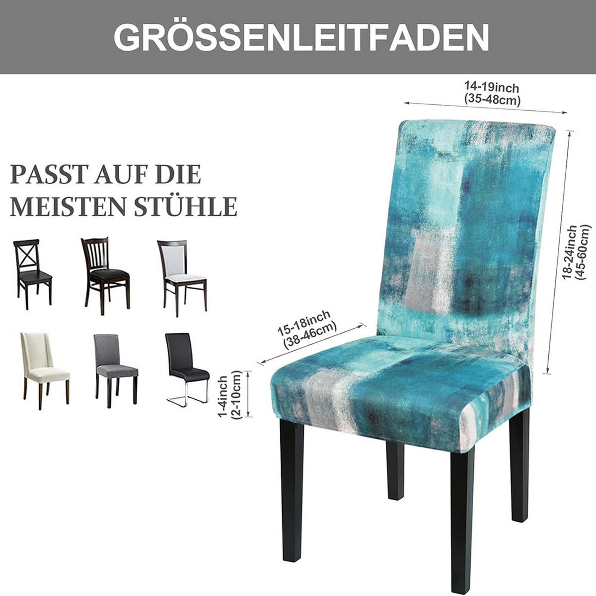 STUHLHUSSE Stretch Waschbar(6-tlg. Set) - Grün, Textil (15/25cm) - Kaket