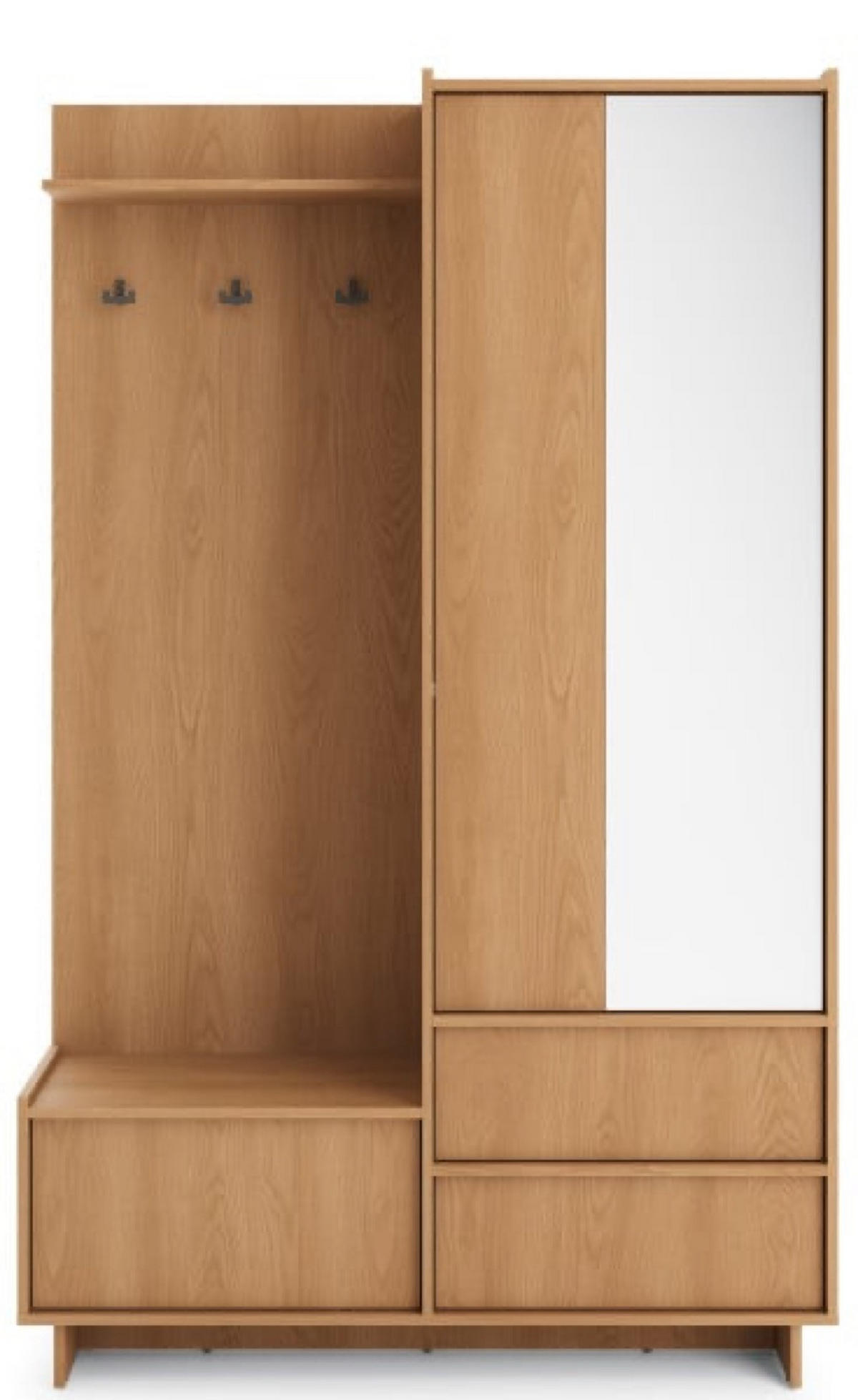 GARDEROBE Eiche Sumi 125x39 cm Mit Spiegel Aus Holzwerkstoff - Eichefarben, Holzwerkstoff (125/201/39cm) - Sepro Meble