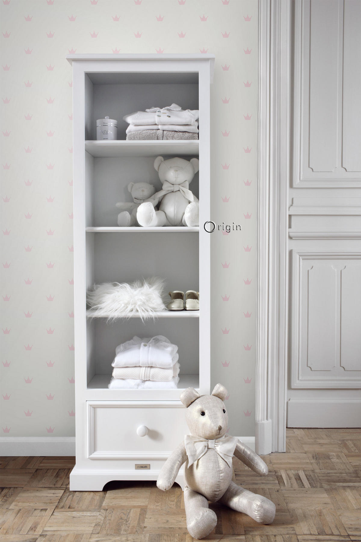 TAPETE kleine Kronen 53 cm x 10.05 m - Pink, Papier (53/0.1cm) - Origin Wallcoverings