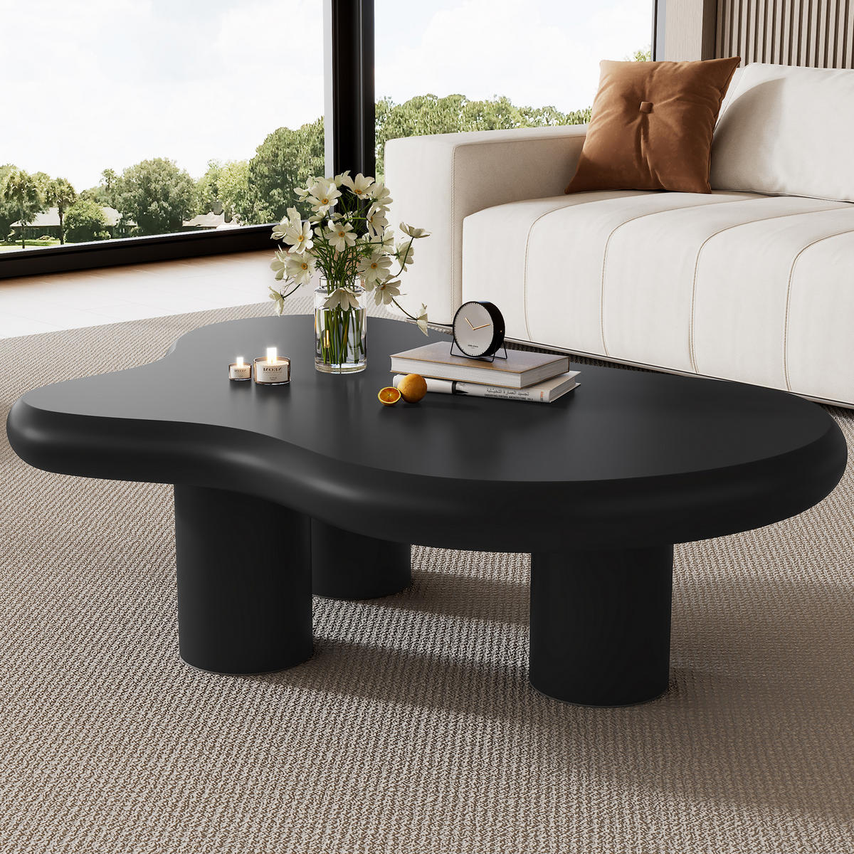COUCHTISCH DE-167 Wolkenform Schwarz - Schwarz, Holzwerkstoff (67/97/32cm) - ComfortXL