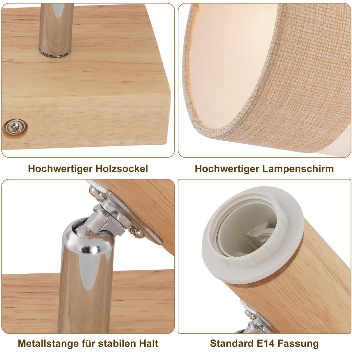 DECKENSTRAHLER Finni 13/13/21 cm - Beige, Holz (21/13/13cm) - ZMH