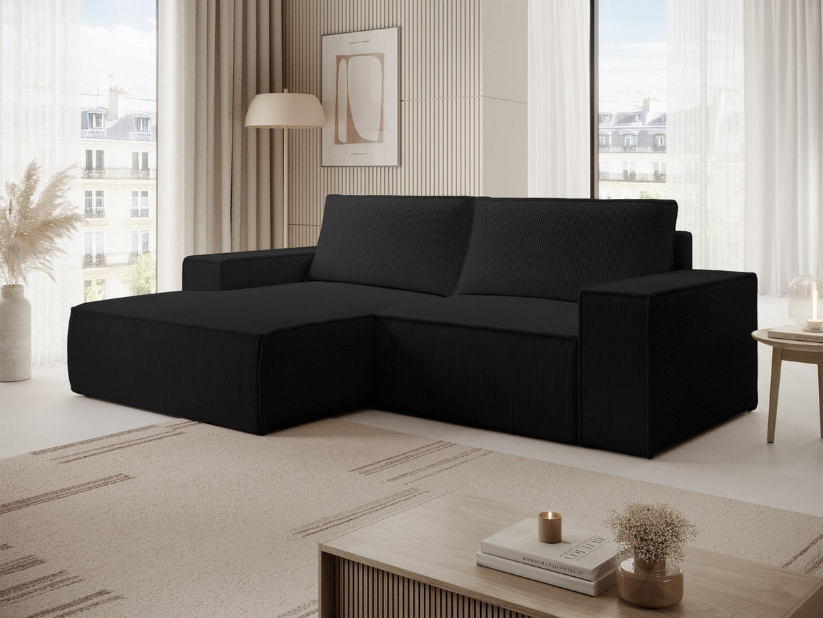 ECKSOFA Farese Mini mit Cordbezug Schwarz, links - Schwarz, Textil (240/167cm) - Selsey