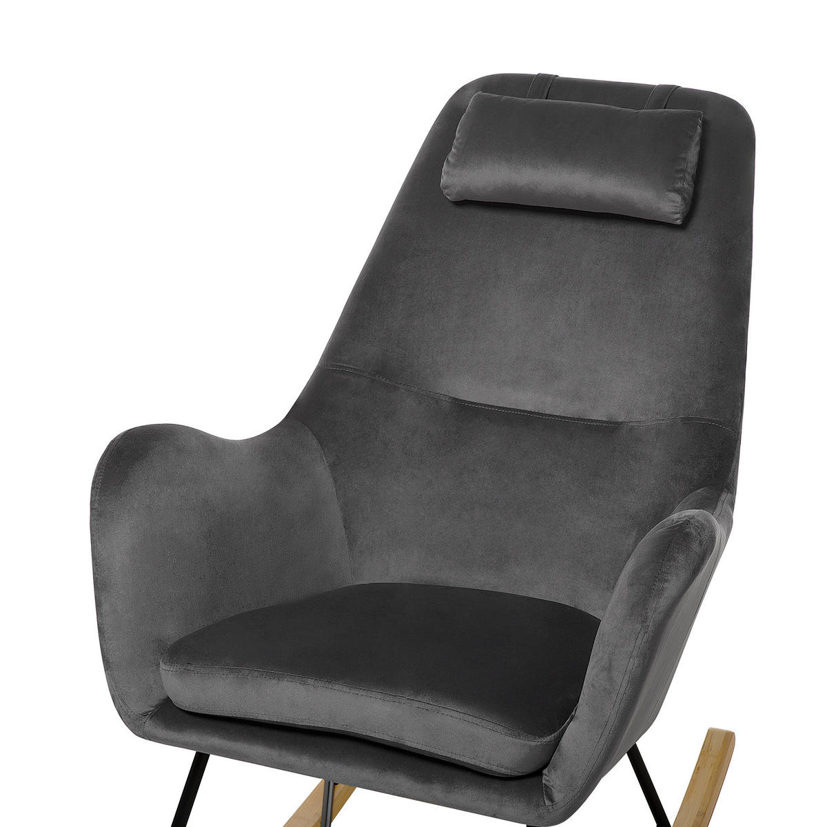 SCHAUKELSESSEL Samtstoff Dunkelgrau Arrie - Hellbraun/Schwarz, Textil (48/116/92cm) - Beliani