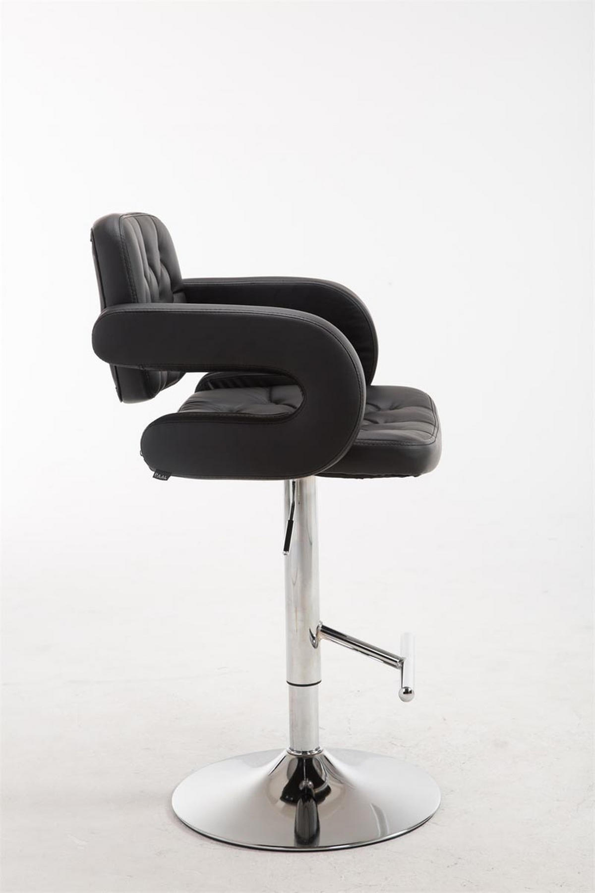 BARHOCKER Dubai, Gestell Metall in Chromoptik, Kunstleder schwarz, - Chromfarben/Schwarz, Kunststoff/Textil (52/100/55cm) - TPFLiving