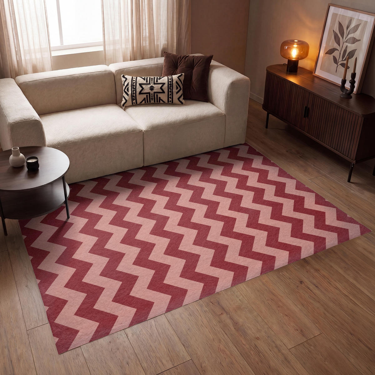 KOBERCE - Cikcak - Pruhy - Vzor - Červená - 200x140 cm - červená, textil/plast (200/0.4cm) - OnlyWow