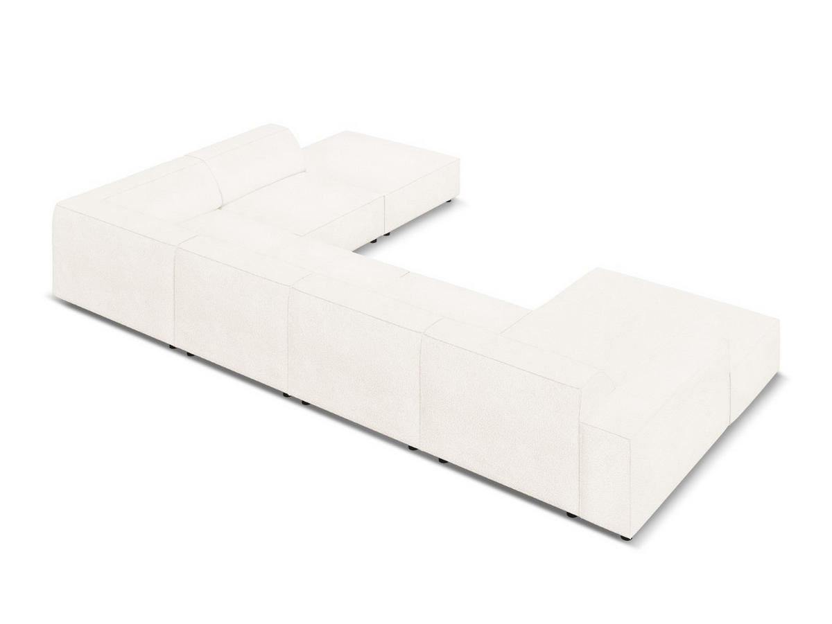 PANORAMASOFA rechts Jodie aus Boucle beige 7 Sitzplätze - Beige, Textil (262/70/364cm) - Micadoni