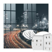 SCHLÜSSELBOX Weiß 30x30 cm – Türöffnung nach rechts - Stadt bei Nacht - Schwarz, Metall (30/30/5cm) - TULUP