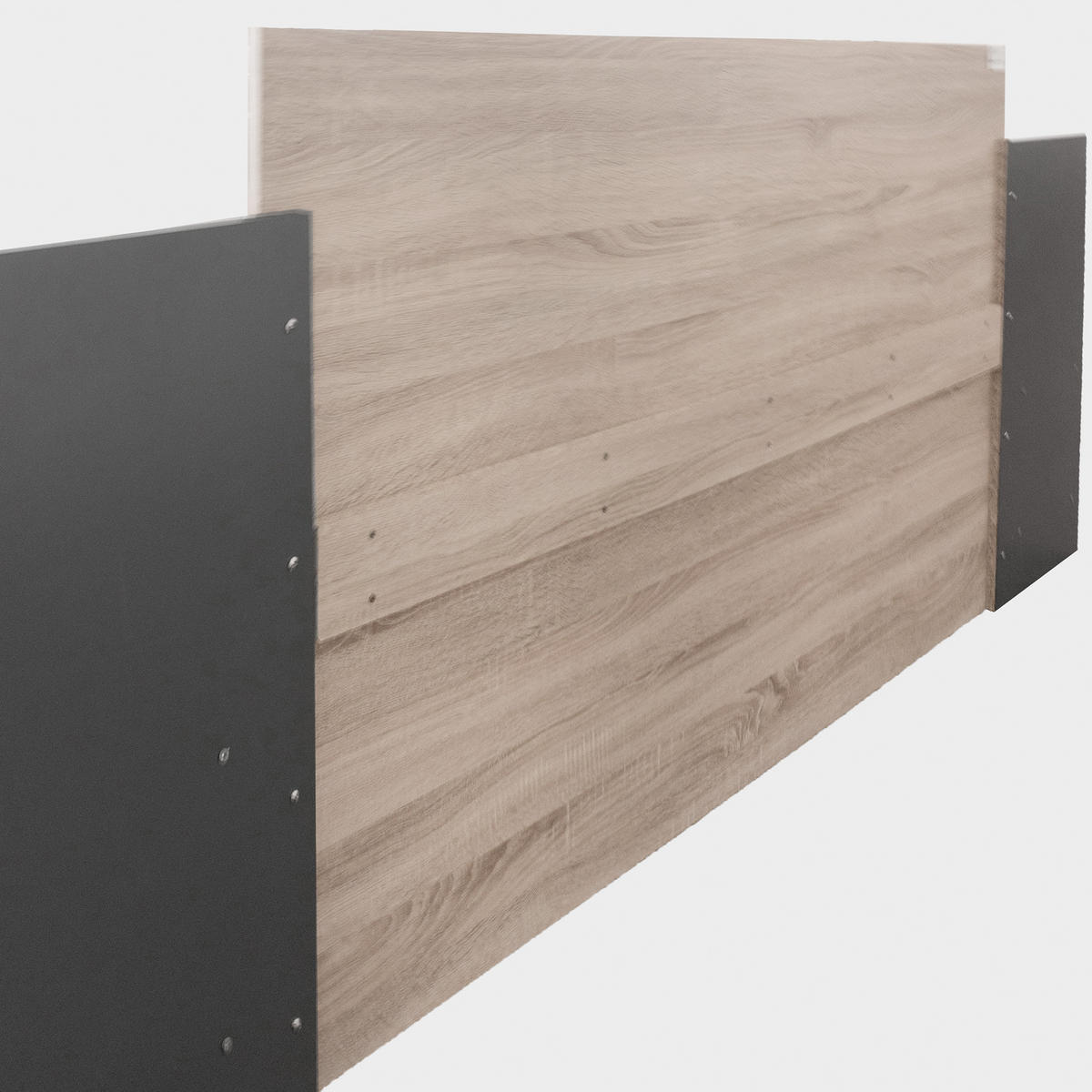 BETT 160/200 cm DE-00510, in Sonoma-Eiche/Dunkelgrau, 2 Nachttischen - Dunkelgrau, Holz (160/200cm) - ComfortXL
