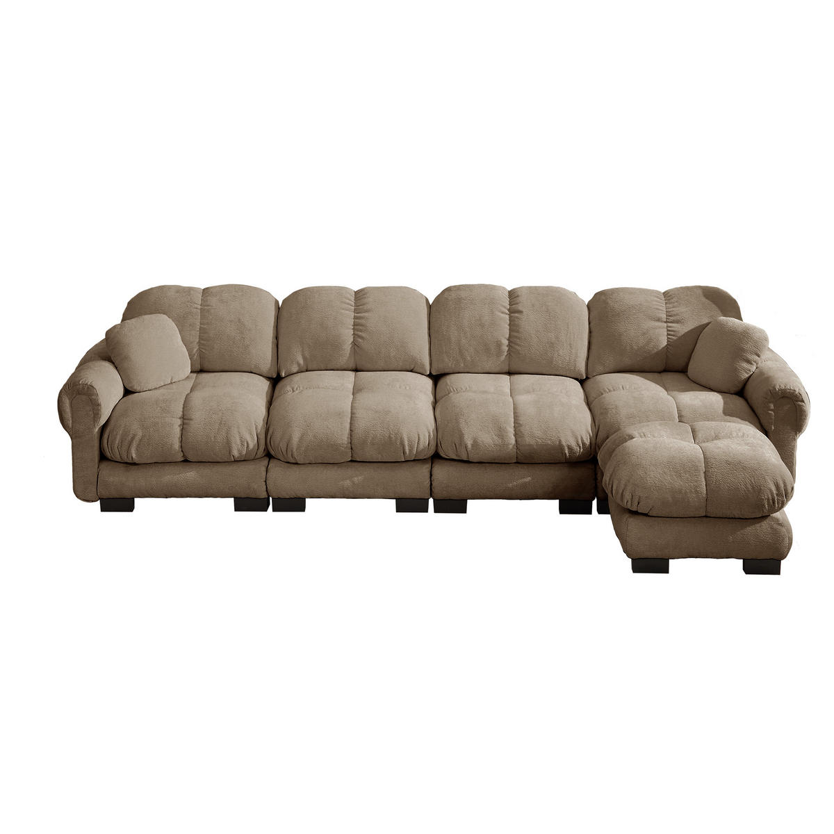 ECKSOFA DE-34384 4-Sitzer mit Steppdesign Braun - Braun, Textil (149/330cm) - ComfortXL