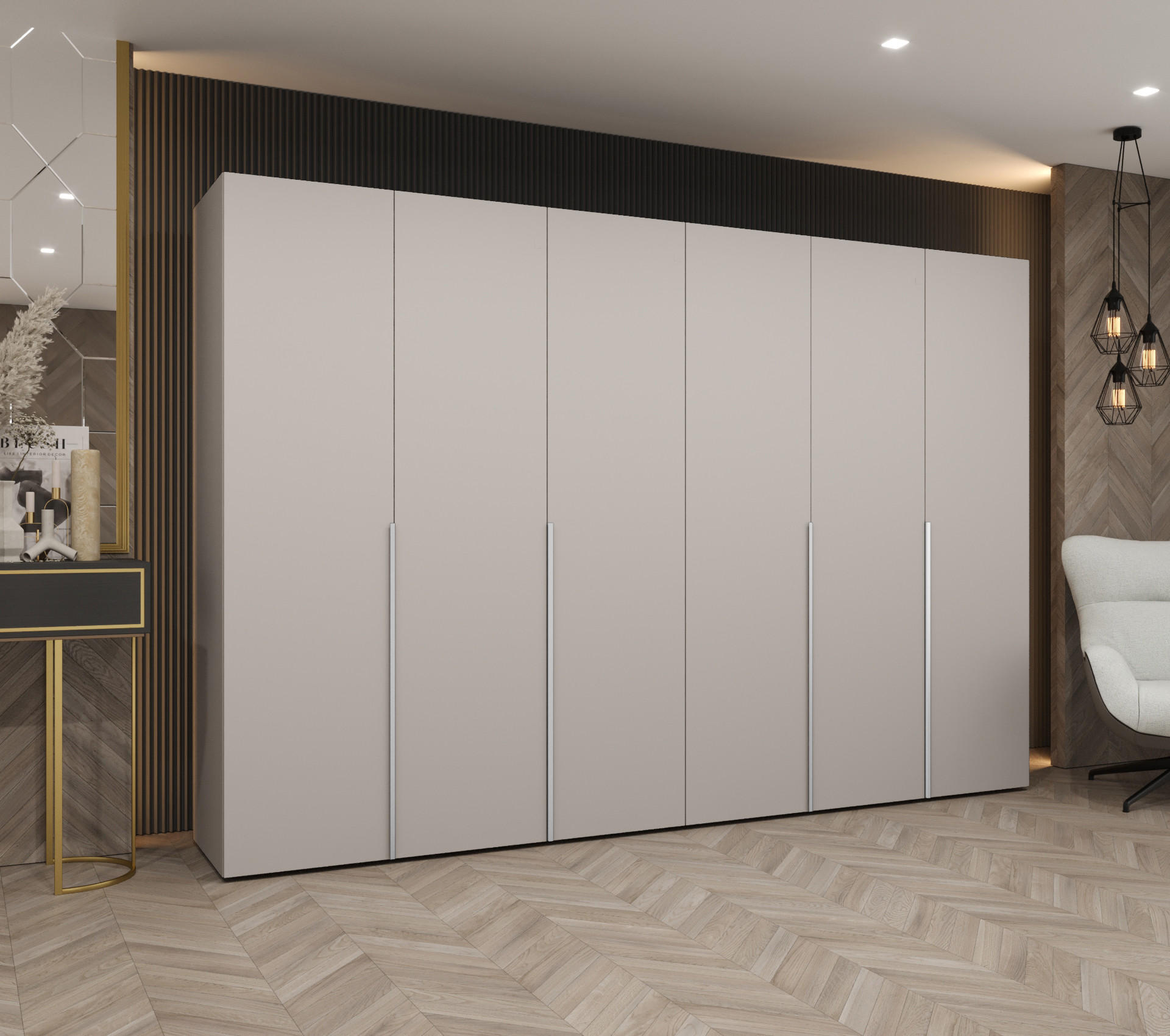 DREHTÜRENSCHRANK 202/300/52 6-türig - Kaschmir, Holz (300/202/52cm) - Abiks Möbel