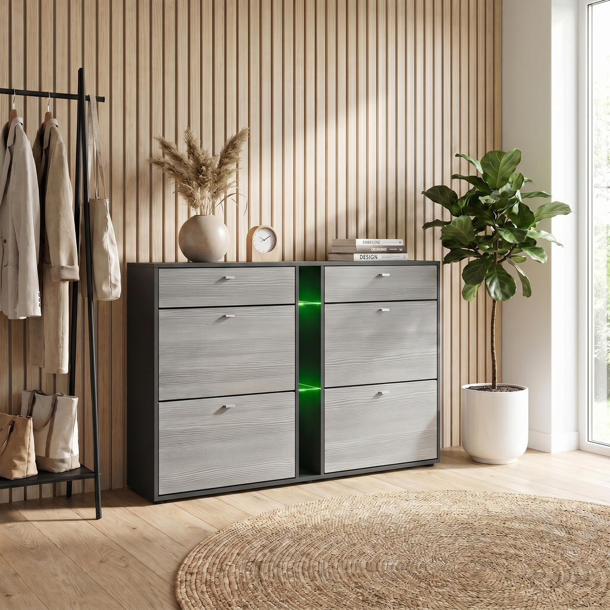 SCHUHSCHRANK Today Fronten in Avola-Anthrazit - Anthrazit, Holzwerkstoff (155.5/95/28cm) - Vladon
