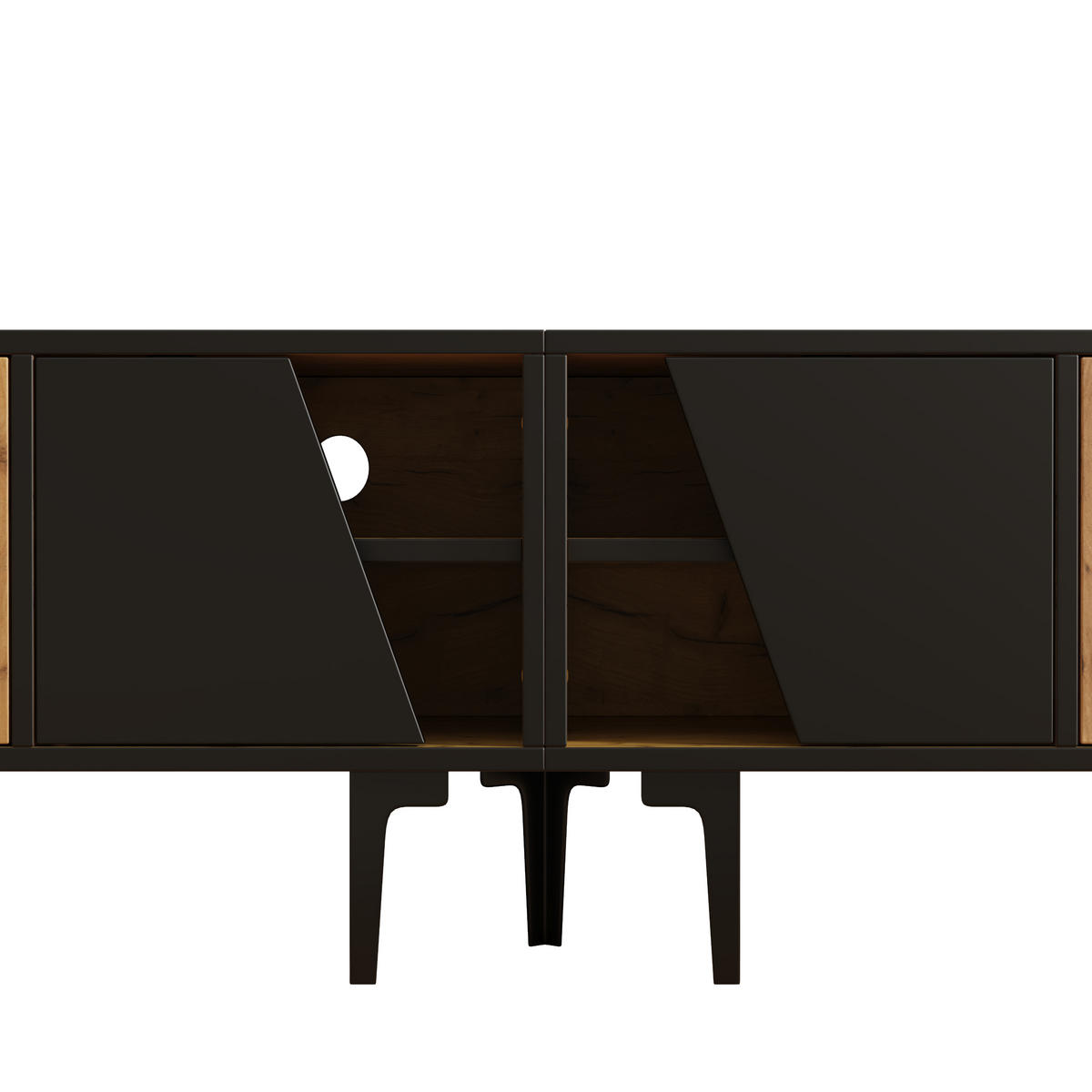 TV-LOWBOARD 160x36.5x45 cm Naturholz 4 Fächer Minimalistisch - Naturfarben, Holzwerkstoff (36.5/45/160cm) - FLIEKS