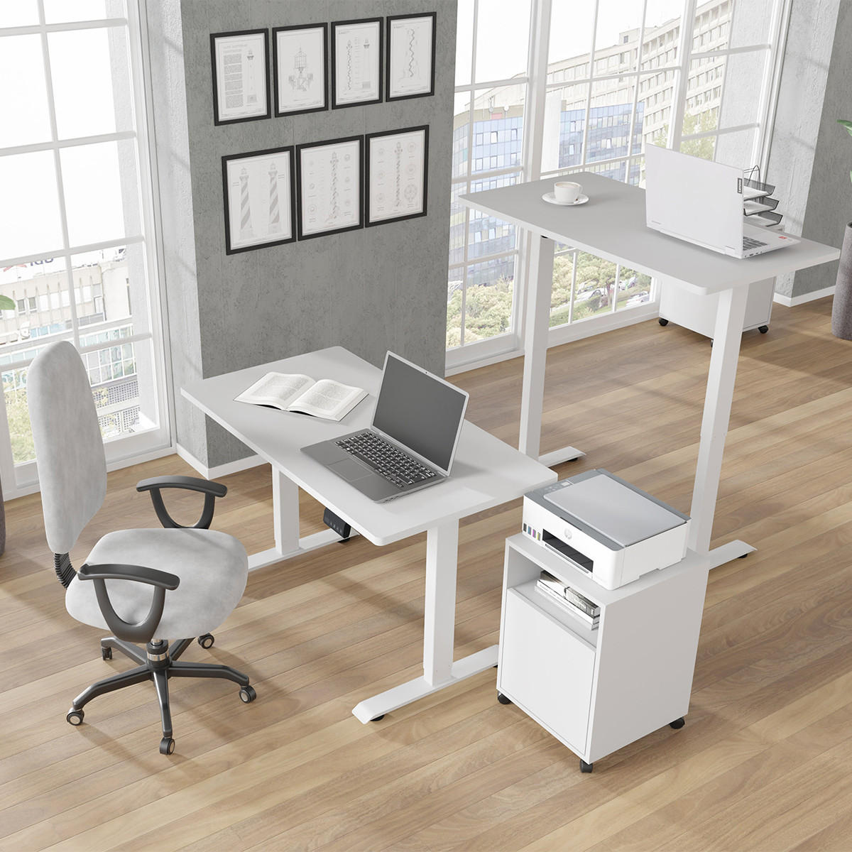 SCHREIBTISCH Ergo Weiß matt - Weiß, Holzwerkstoff (65/120/73cm) - Petits-meubles