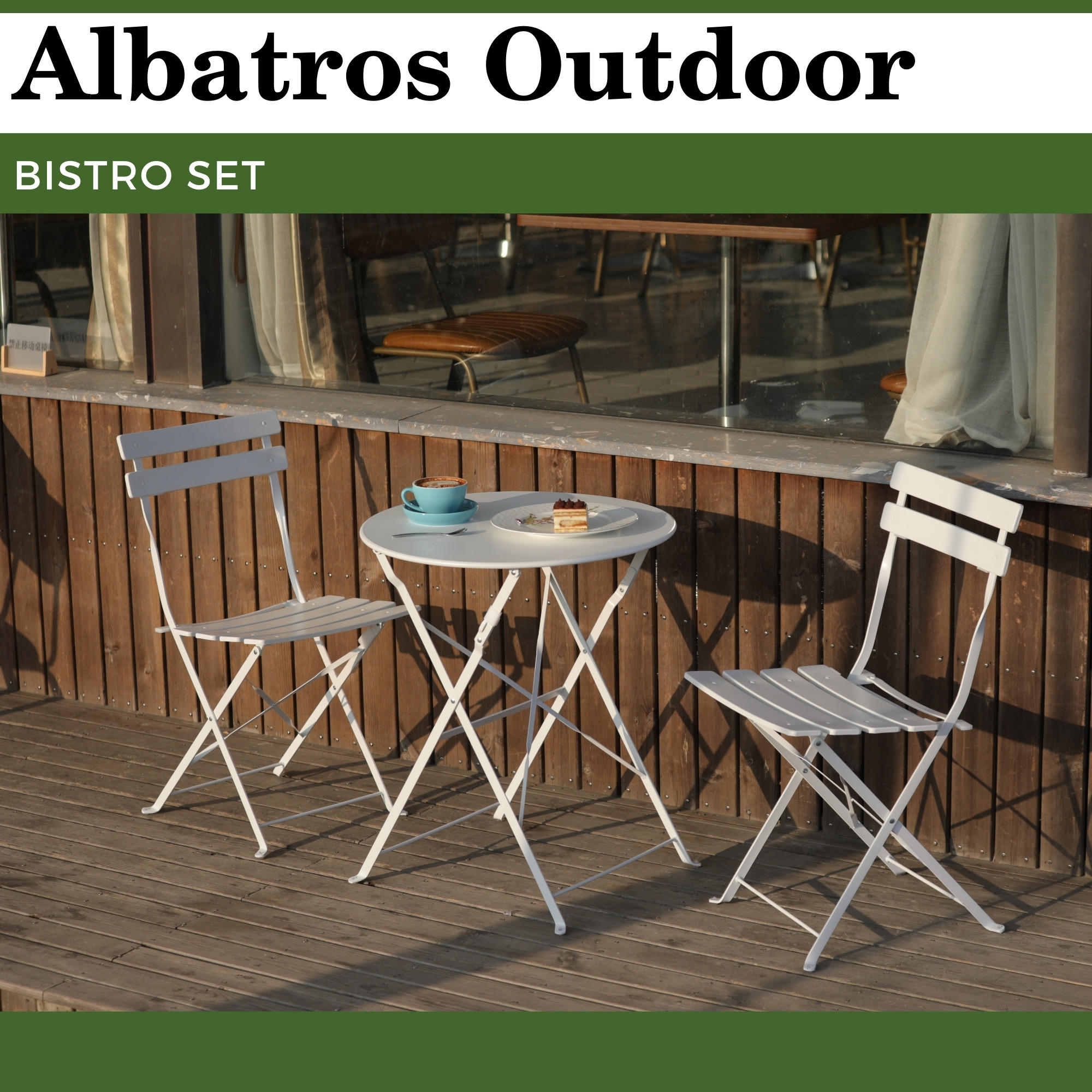 BISTRO SET Weiß - Weiß, Metall - Albatros