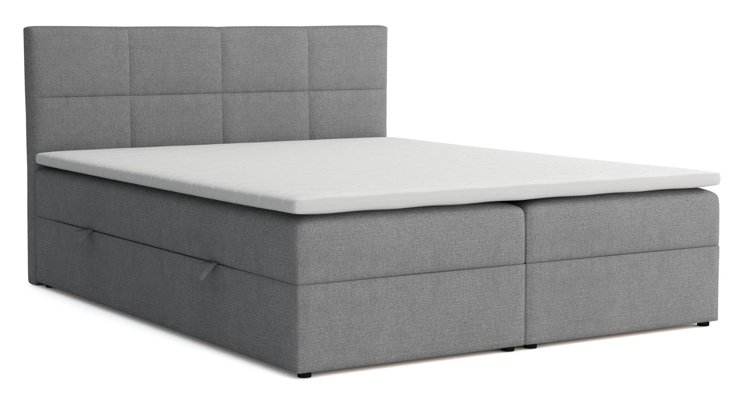 BOXBETT Betty mit Bettkästen und Matratze H2/H3 180 x 200 cm - Grau, Holzwerkstoff (180/200cm) - VENASI MÖBEL