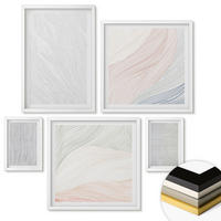 WANDBILDER 5er-Set - 50x50 cm & 20x30 cm & 40x60 cm Weißer Rahmen - Leuchtende Strukturen, Sandmuster - Weiß, Kunststoff (40/60cm) - ArtPrintCave