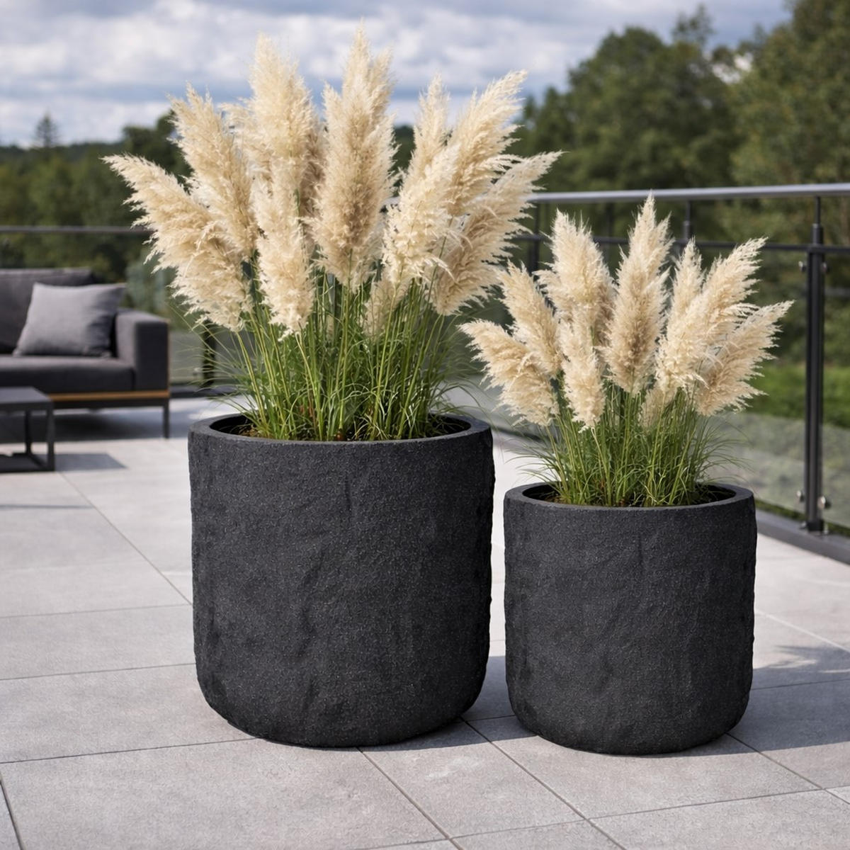 PFLANZKASTEN The Rock 28x25 cm, Steinoptik Anthrazit, Fiberstone - Anthrazit, Kunststoff (28/25/28cm) - dasmöbelwerk