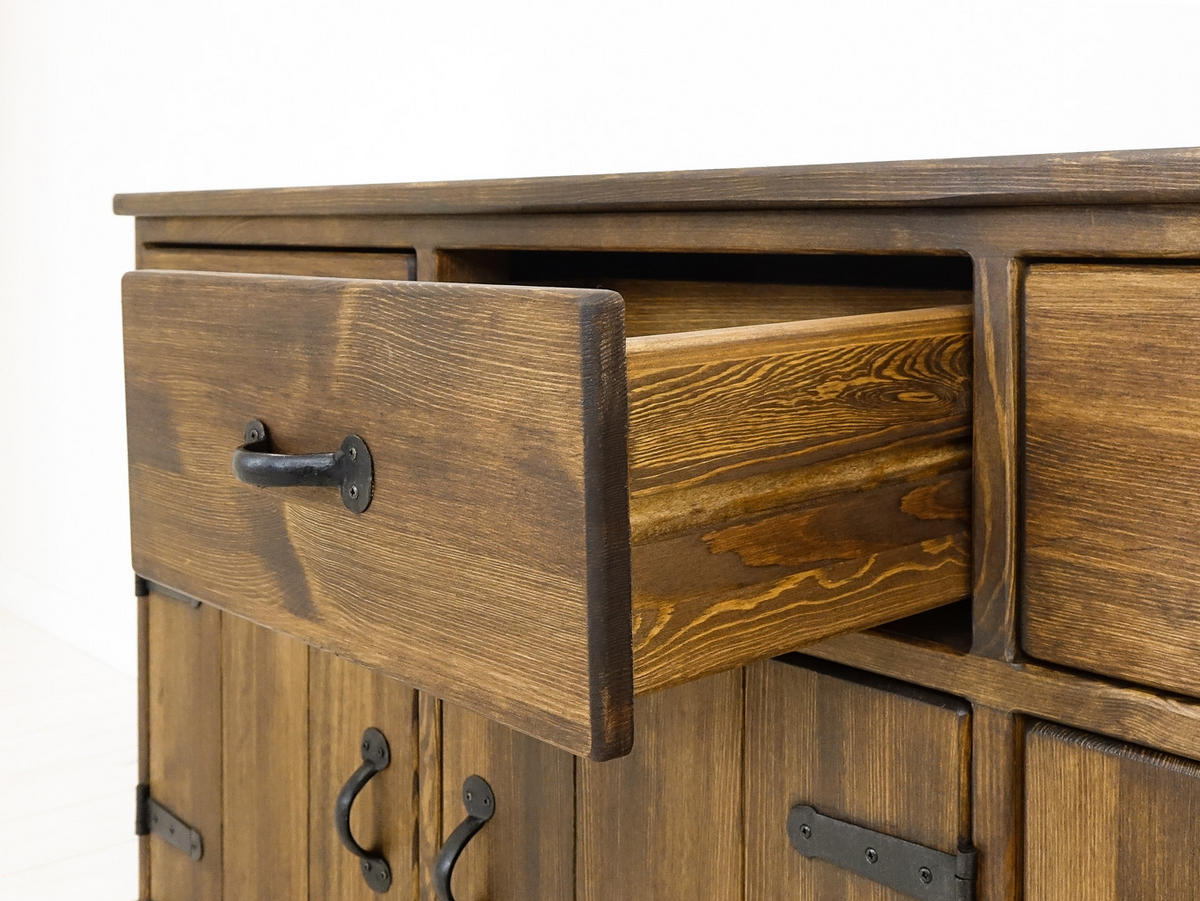 KOMMODE aus Massivholz Rustyk 7/1 - Dunkelbraun/Schwarz, Holz (152/80/46cm) - Seart