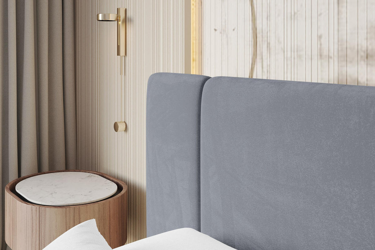 POLSTERBETT mit Bettkasten und Lattenrost, Bett mit Matratze H3/H4 - TEVO 200x200 Grau - Grau, Holzwerkstoff/Textil (200/200cm) - ALTDECOR