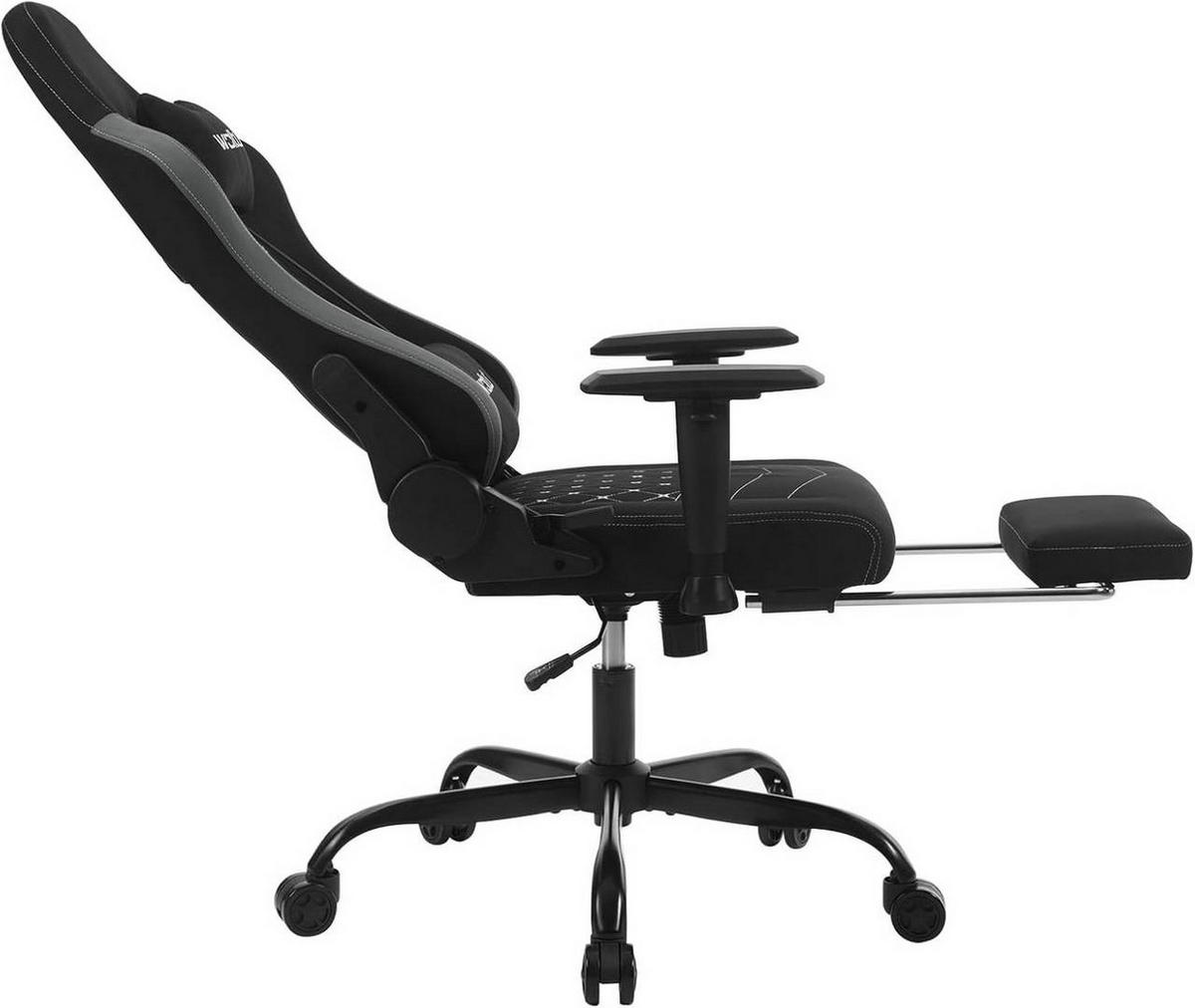 GAMINGSTUHL mit Massagefunktion, Tech-Stoff, Schwarz+Grau - Schwarz/Grau, Kunststoff/Textil (70/121.5/57.5cm) - Woltu