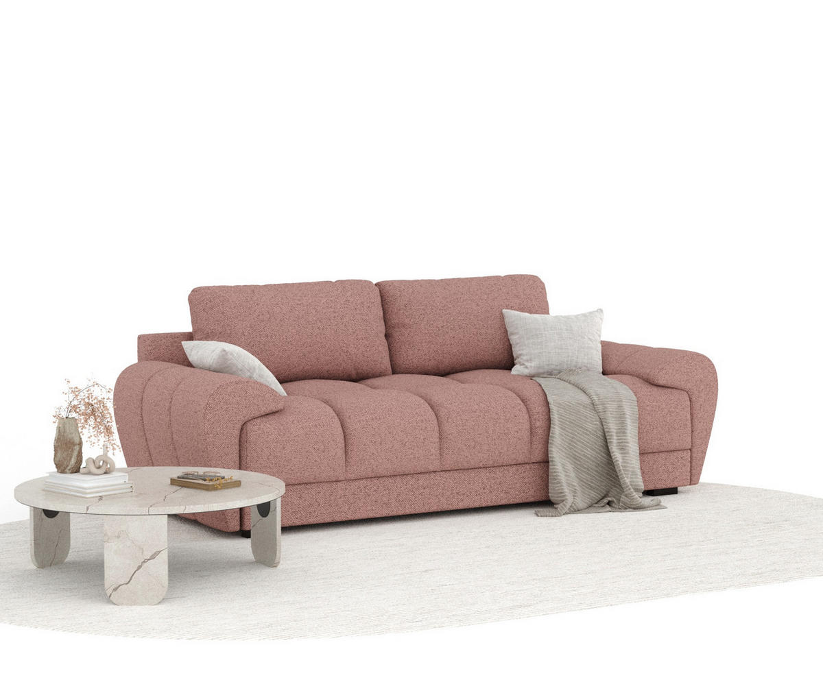 3-SITZER SOFA Peebles Rosa Webstoff - Pink/Schwarz, Holz/Holzwerkstoff (244/90/101cm) - Maison de Reve