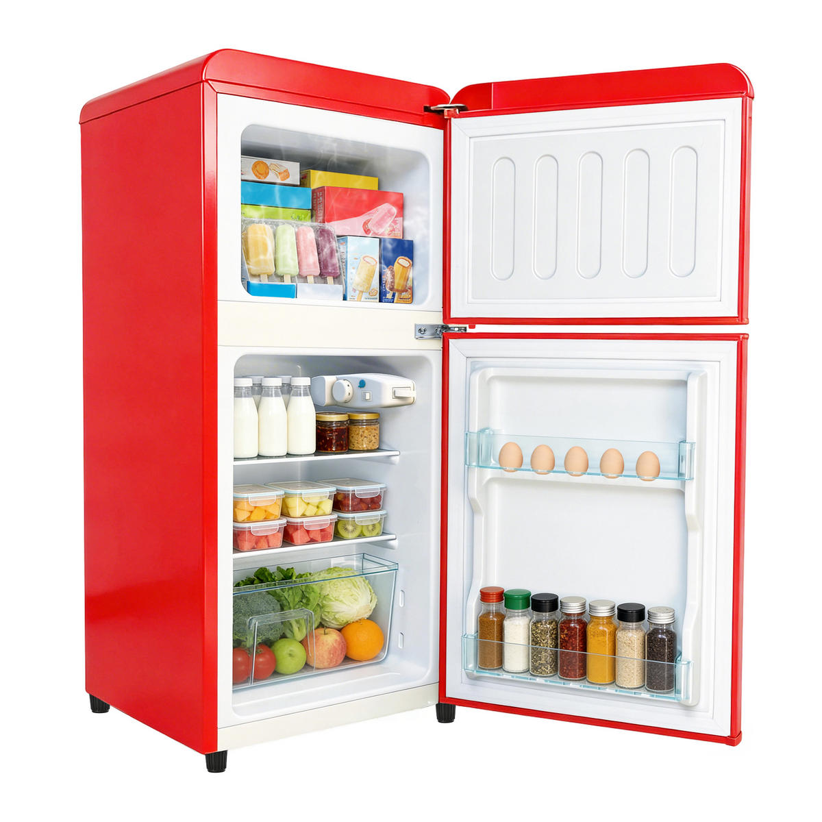KÜHL-GEFRIER-KOMBINATION 60 l, 22 l Gefriervolumen, Energieeffizienzklasse C, Rot - Rot, Metall (45/89/41cm) - FOHERE