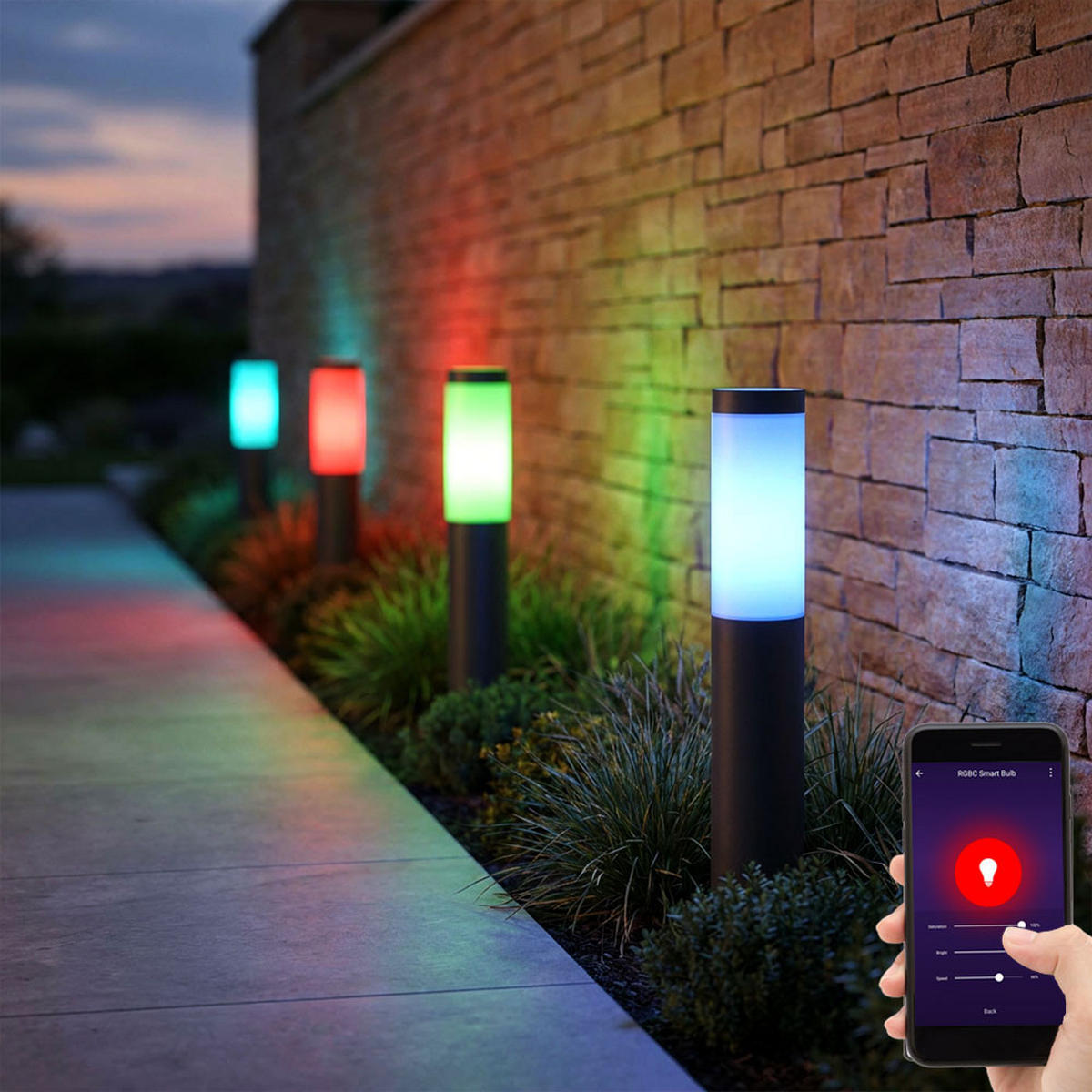 LED AUSSENLEUCHTE BOSTON Anthrazit Edelstahl 4er Set - Anthrazit, Kunststoff (7.6/7.6/45cm)