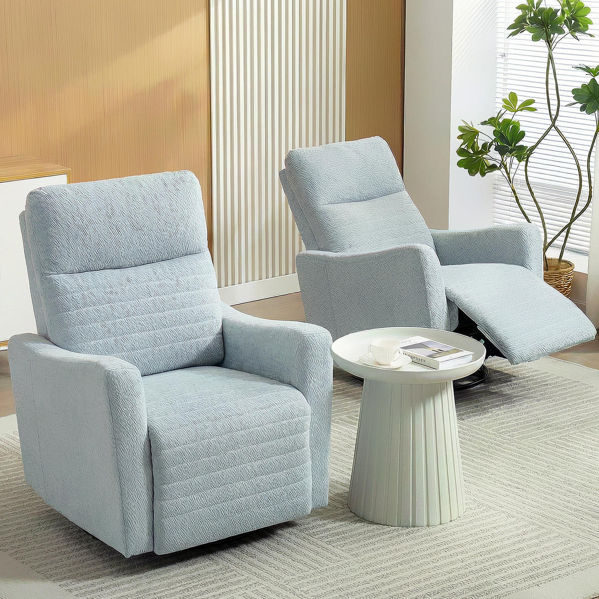 RELAXSESSEL DE-15437 360° drehbar und 135° neigbar mit Fußstütze Graublau - Grau, Metall (82/101/90.5cm) - ComfortXL
