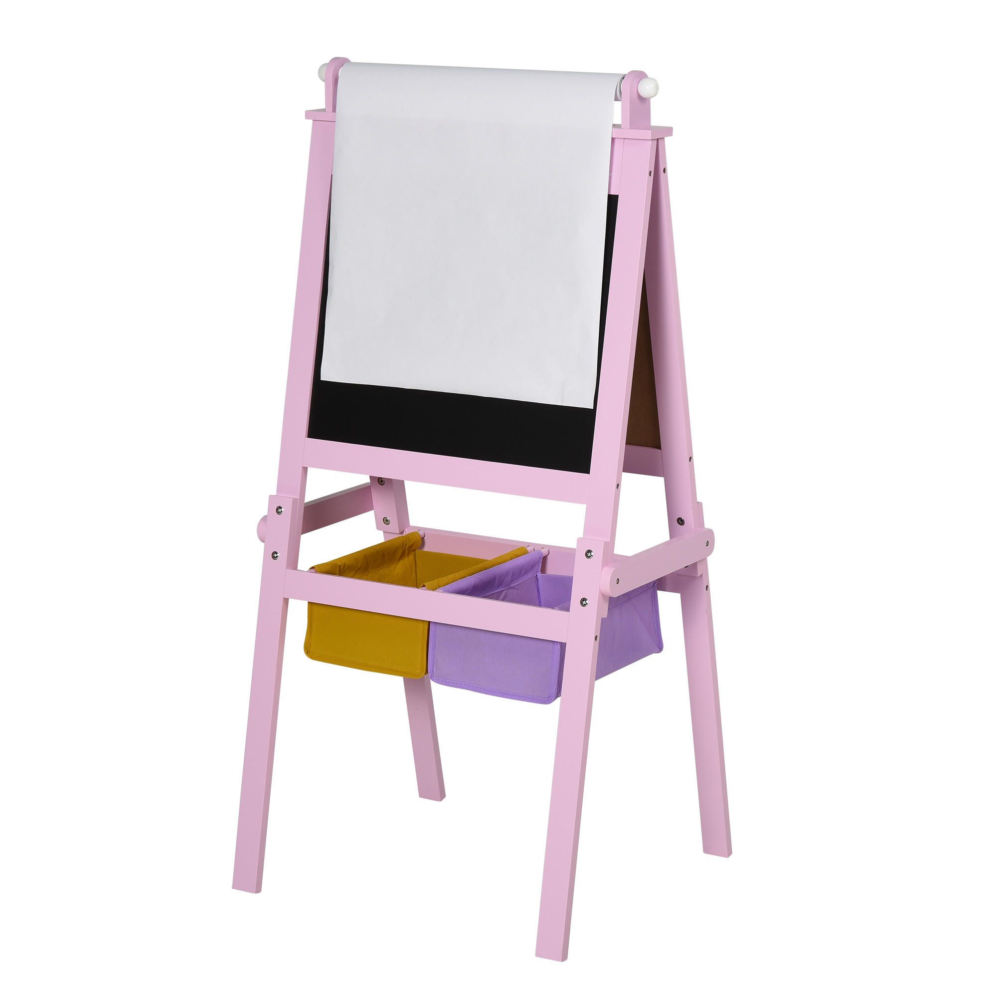 KINDERTAFEL Tafel mit 2 Aufbewahrungskörben für Kinder über 3 Jahre MDF Rosa - Rosa, Holz (50.5/118/58.5cm) - HOMCOM