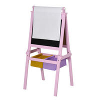 KINDERTAFEL Tafel mit 2 Aufbewahrungskörben für Kinder über 3 Jahre MDF Rosa - Rosa, Holz (50.5/118/58.5cm) - HOMCOM