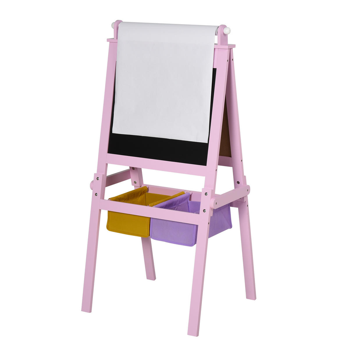 KINDERTAFEL Tafel mit 2 Aufbewahrungskörben für Kinder über 3 Jahre MDF Rosa - Rosa, Holz (50.5/118/58.5cm) - HOMCOM