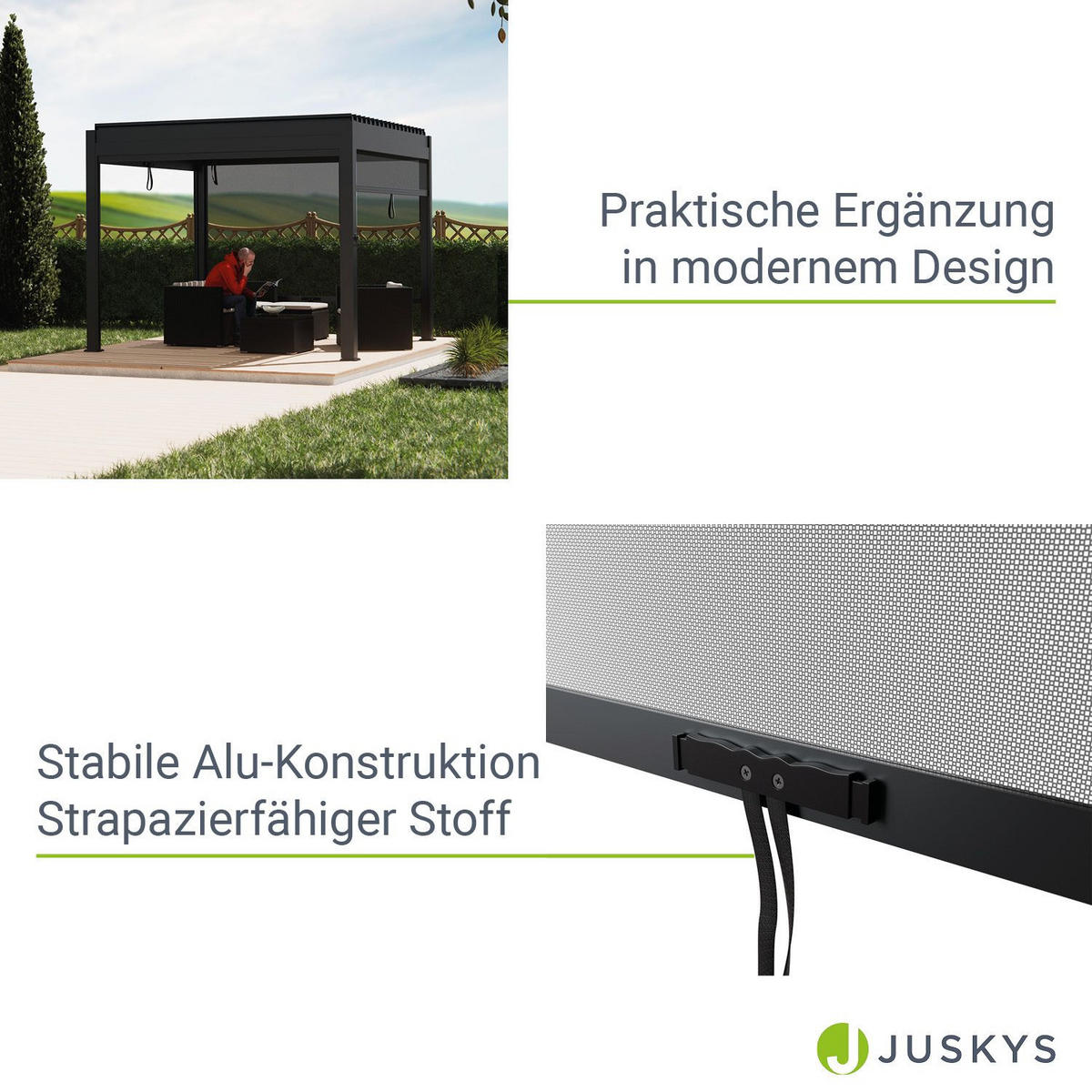 SEITENWAND für Lamellendach Tahiti 3 x 2,4 m anthrazit - Anthrazit, Metall (300/240/700cm) - Juskys